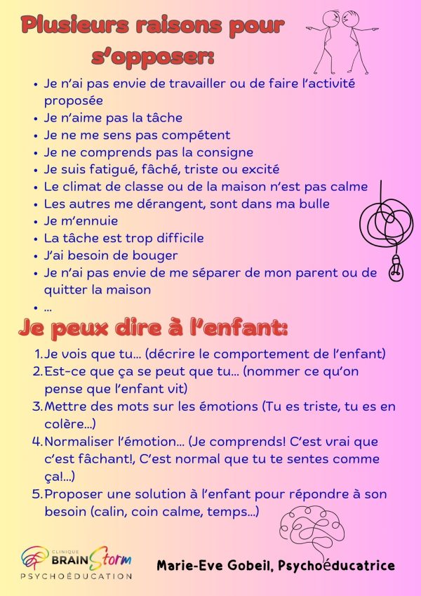 raisons pour s'opposer (scolaire)